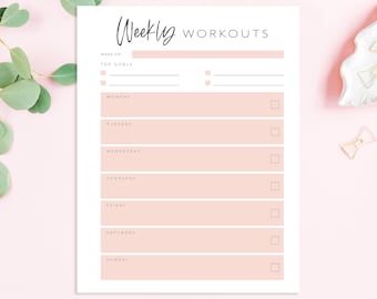 Weekly Workout Tracker Planner Page, Exercise Planner, Weekly Exercise Log, Fitness Planner Printable, Planner Insert, A4, A5, USLetter