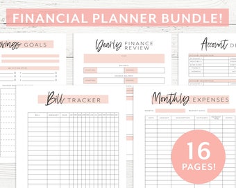 Financial Planner Printable, Finance Planner Bundle, Expense Tracker, Budgeting Planner, Savings Planner Template, A4, A5, USLetter