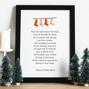 Christmas Printable Wall Art, The Night Before Christmas Printable Wall Art, Holiday Digital Download, Vintage Christmas Sign, Wall Decor