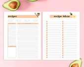 Printable Recipe Page, Recipe Planner Page, Recipe Card, Printable Blank Recipe Page, Meal Planner Pages, Planner Insert, A4, A5, US Letter