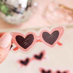 Heart Eyes Clear Sticker, Heart Stickers, Clear Stickers, Valentines Day Gift, Valentines Day Stickers, Love Stickers, Pink Heart Stickers