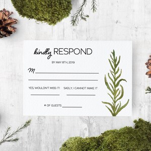 White Pine Wedding RSVP Card, Rustic Wedding, Editable Wedding Response Card, Digital Download, Digital Prints, RSVP Card Template