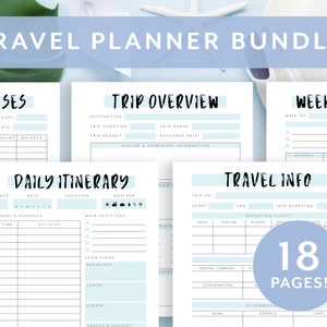 Travel Planner Printable, Vacation Planner Bundle, Trip Planner, Travel Journal, Travel Itinerary, Travel Planner Template, A4, A5, USLetter