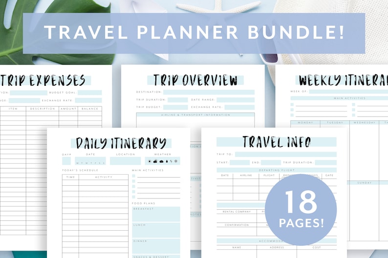 Travel Planner Printable Vacation Planner Bundle Trip | Etsy