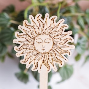 Sunshine Plant Stake, Plant Markers, Garden Stakes, Garden Decor, Plant Accessories, Wooden Plant Stake, Wood Plant Pick, Plant Decor