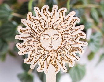 Sunshine Plant Stake, Plant Markers, Garden Stakes, Garden Decor, Plant Accessories, Wooden Plant Stake, Wood Plant Pick, Plant Decor