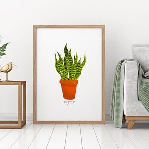 Grow Girl Art Print, House Plant Poster, House Plant Wall Art, Plant Lover gift, Botanical Art Print, Plant Poster, Digital Download Print image 8