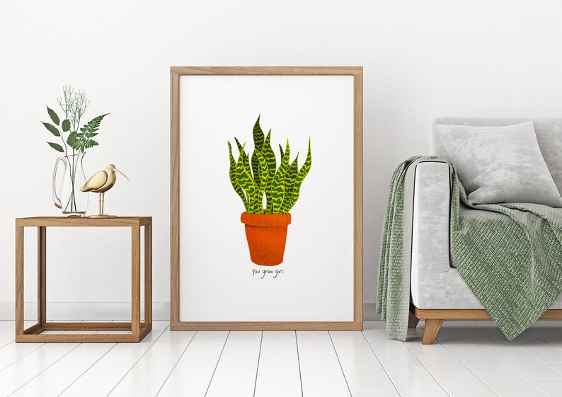 Grow Girl Art Print, House Plant Poster, House Plant Wall Art, Plant Lover gift, Botanical Art Print, Plant Poster, Digital Download Print image 8