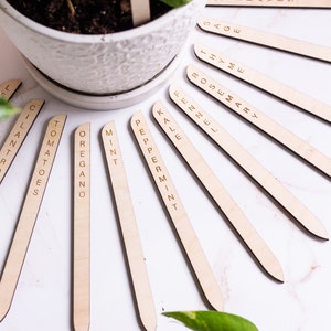 Minimal Plant Stakes, Plant Markers, Garden Stakes, Modern Plant Accessories, Wooden Plant Stakes, Plant Sign, Vegetable Marker, Herb Marker image 5