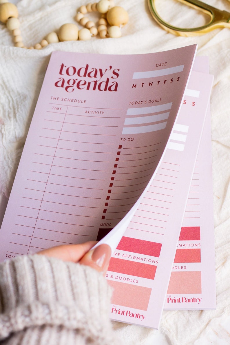 Notizblock für die tägliche Agenda, To-Do Liste, täglicher Planer, Arbeitsplaner, Geschenk für Mitarbeiter, Geschenk für Chef, Schulplaner, täglicher Stundenplan Bild 3