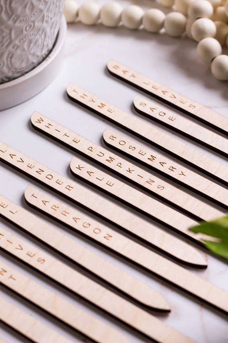 Minimal Plant Stakes, Plant Markers, Garden Stakes, Modern Plant Accessories, Wooden Plant Stakes, Plant Sign, Vegetable Marker, Herb Marker image 6