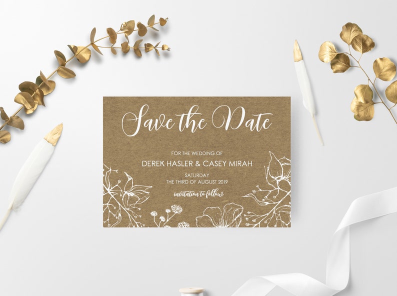 Rustic Wedding Invitation Floral Invitation Digital Download Printable Wedding Invitation Template Vintage Wedding Invitation Set