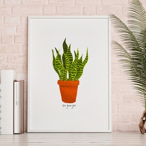 Grow Girl Art Print, House Plant Poster, House Plant Wall Art, Plant Lover gift, Botanical Art Print, Plant Poster, Digital Download Print image 10