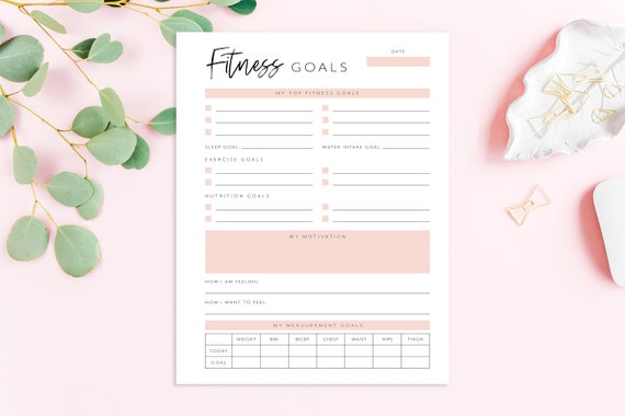 Fitness Goals Planner Page, Fitness Planner Printable, Health and Fitness Journal, Fitness Goal Planner, Planner Insert, A4, A5, USLetter
