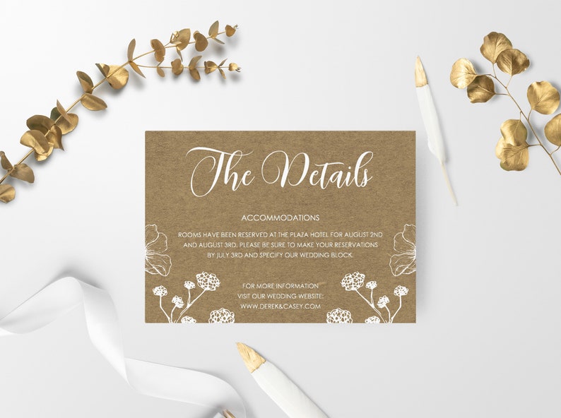 Rustic Wedding Invitation Floral Invitation Digital Download Printable Wedding Invitation Template Vintage Wedding Invitation Set