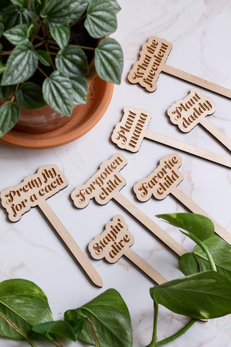 Funny Plant Stakes, Plant Markers, Garden Stakes, Garden Decor, Plant Accessories, Funny Plant Markers, Wooden Plant Stakes, Plant Signs zdjęcie 6