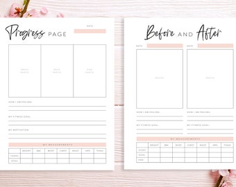 Fitness Progress Planner Pages, Workout Progress Tracker, Exercise Planner, Fitness Planner Printable, Planner Insert, A4,A5, USLetter