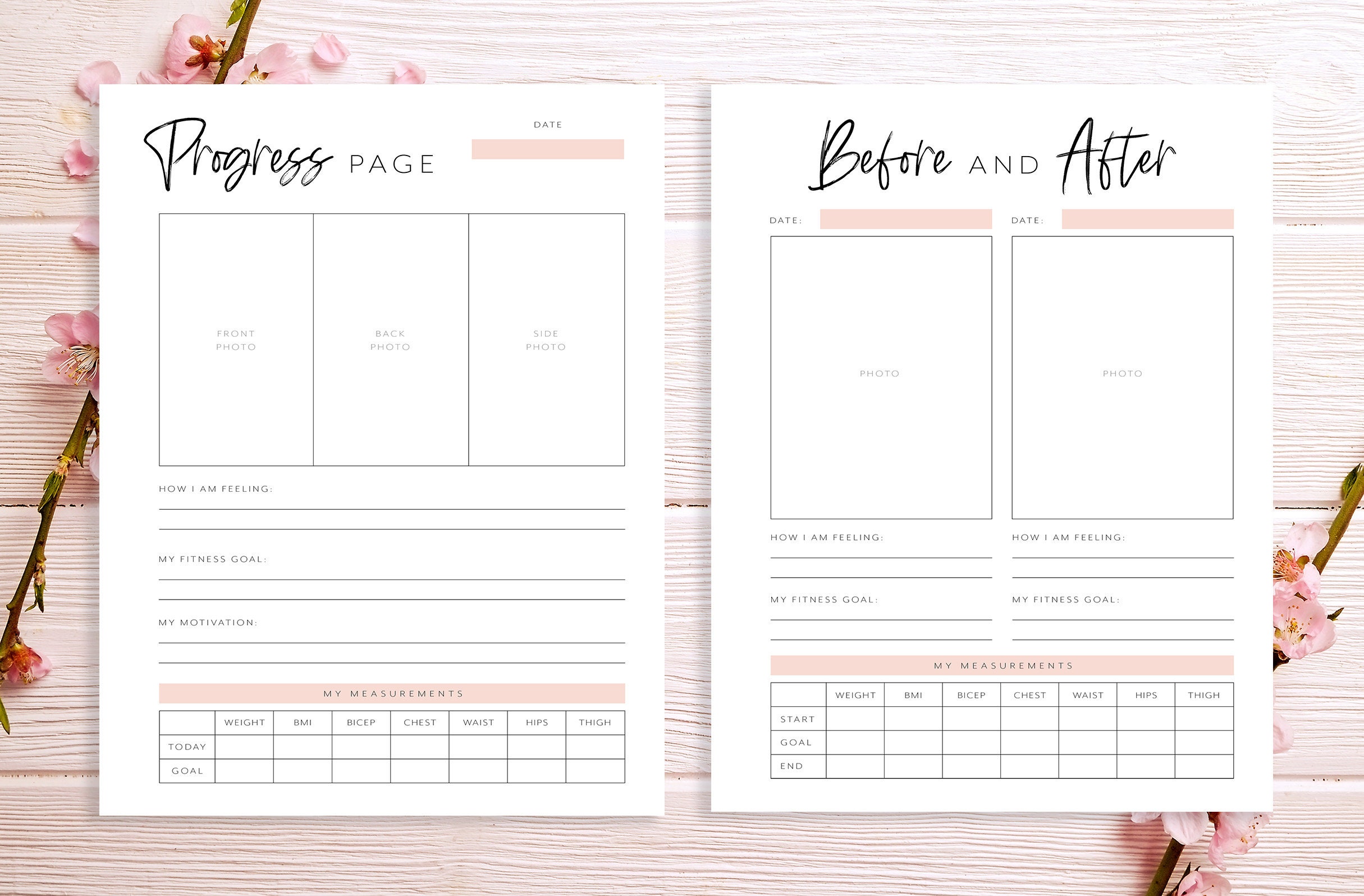 Fitness Progress Planner Pages Workout Progress Tracker Etsy