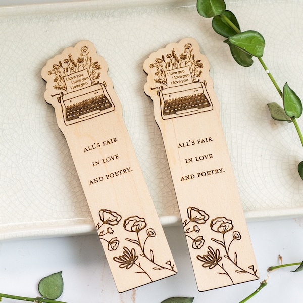 Alls Fair in Love and Poetry Wooden Bookmark, The Tortured Poets Department Bookmark, Taylor Swift Bookmark, Laser Engraved Bookmark, TTPD