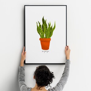 Grow Girl Art Print, House Plant Poster, House Plant Wall Art, Plant Lover gift, Botanical Art Print, Plant Poster, Digital Download Print image 7