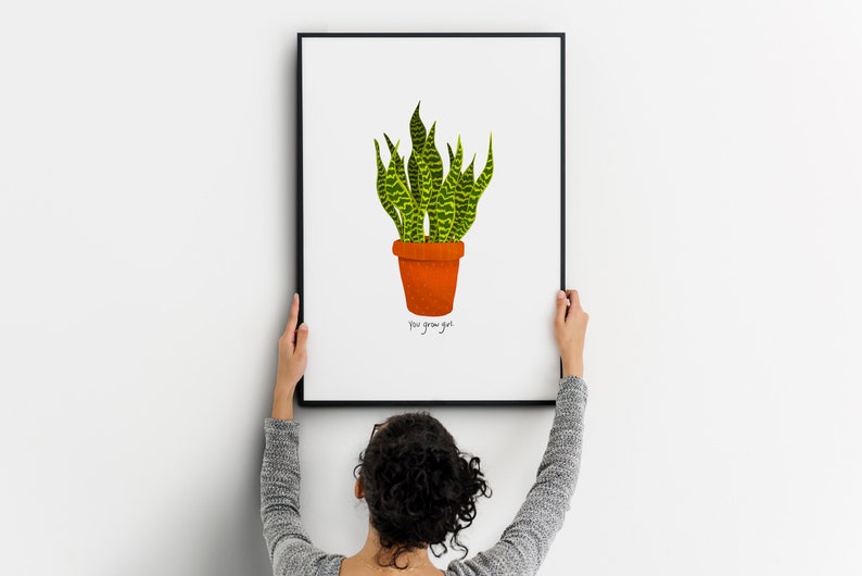 Grow Girl Art Print, House Plant Poster, House Plant Wall Art, Plant Lover gift, Botanical Art Print, Plant Poster, Digital Download Print image 7