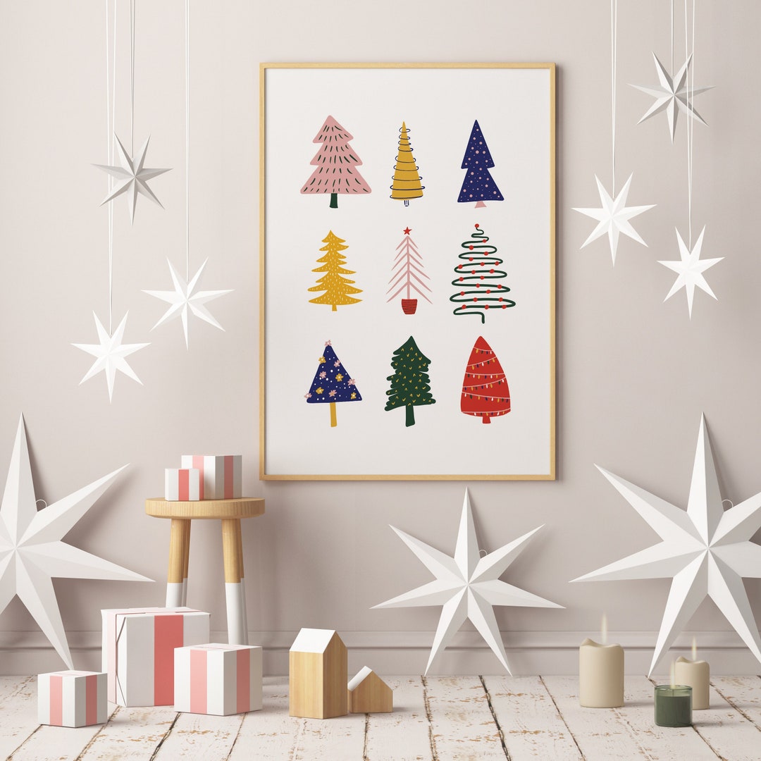 Printable Christmas Wall Art, Christmas Tree Wall Art, Holiday Digital