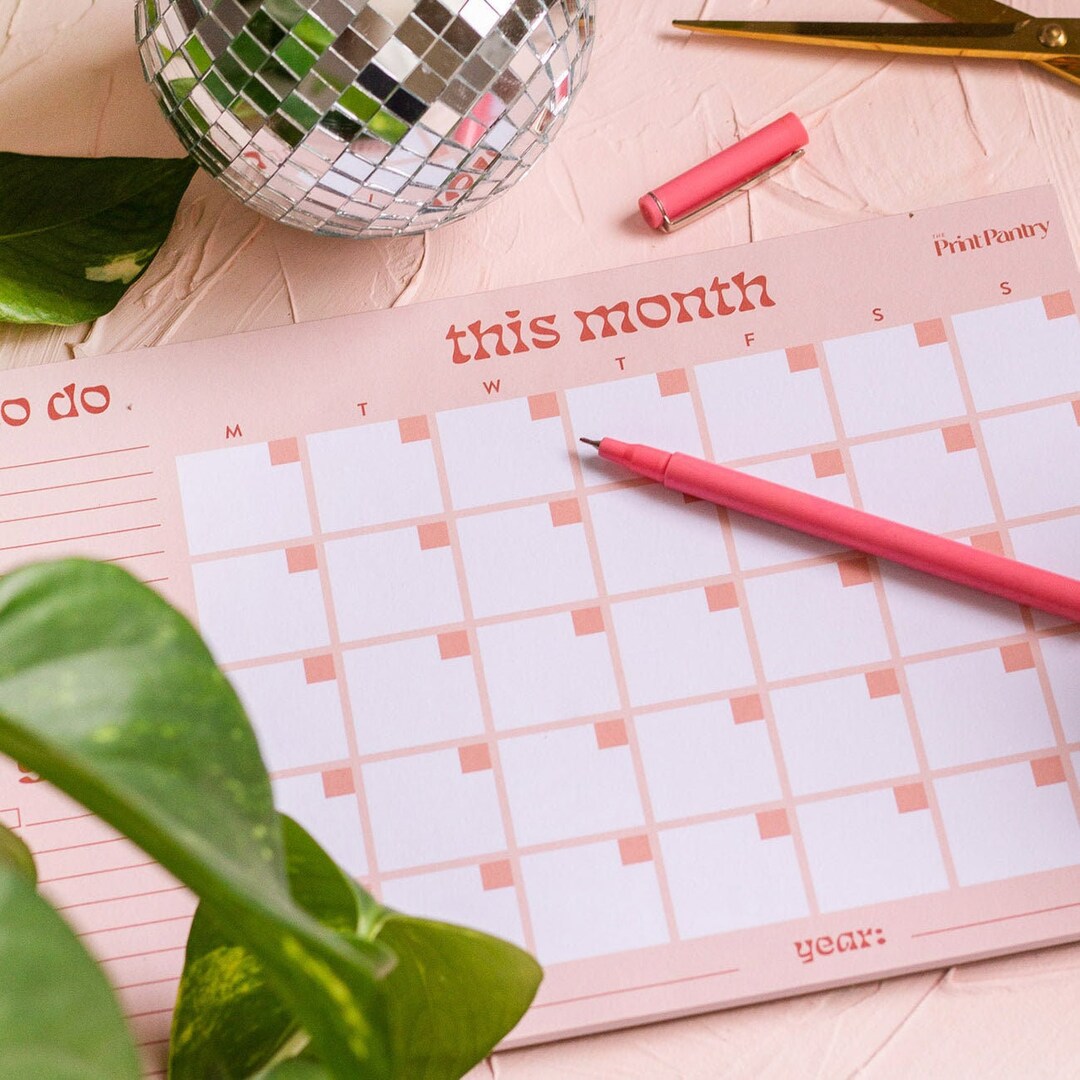 Monthly Calendar Notepad, Monthly Planner, Monthly Calendar, Monthly To