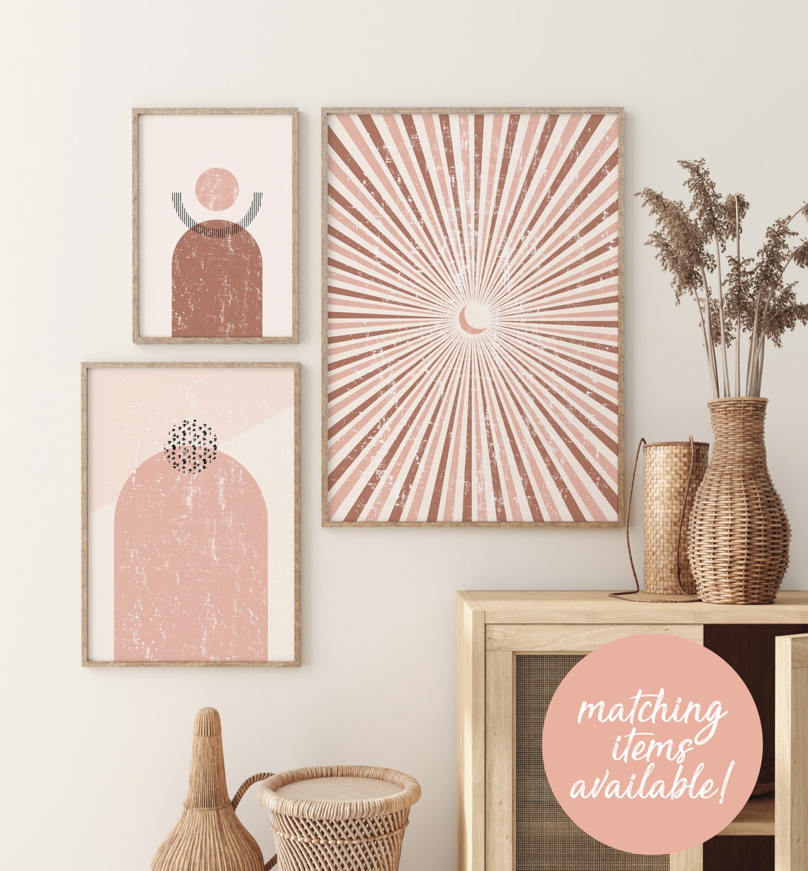 Sun and Moon Wall Art Mid Century Modern Art Print Abstract - Etsy
