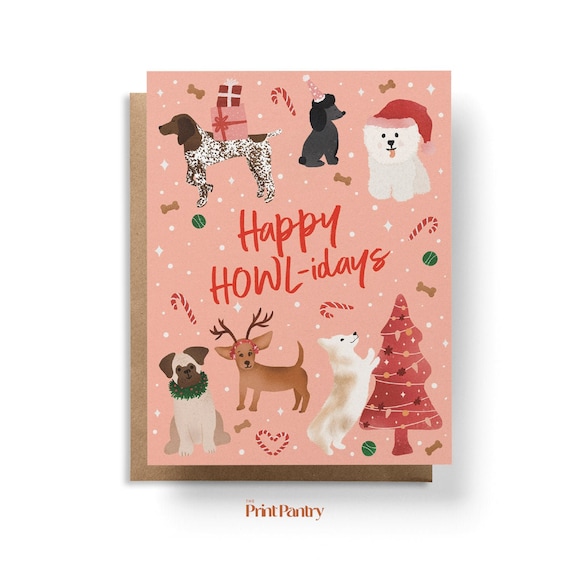 Dog Christmas Card, Happy Howlidays Card, Dog Lover Christmas Gift, Funny Dog Christmas Card, Funny Christmas Card, Funny Holiday Cards
