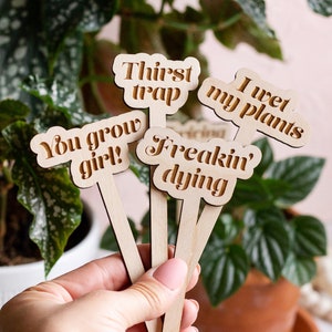 Funny Plant Stakes, Plant Markers, Garden Stakes, Garden Decor, Plant Accessories, Funny Plant Markers, Wooden Plant Stakes, Plant Signs