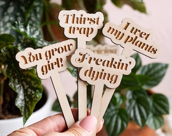 Funny Plant Stakes, Plant Markers, Garden Stakes, Garden Decor, Plant Accessories, Funny Plant Markers, Wooden Plant Stakes, Plant Signs