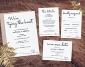Tying The Knot Wedding Invitation Set, Printable Wedding Invitation Template, Downloadable Wedding Invitation, Rustic Wedding Invitation