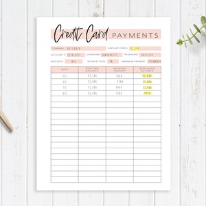 Credit Card Payment Tracker Printable Planner Page, Finance Planner ...