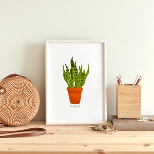 Grow Girl Art Print, House Plant Poster, House Plant Wall Art, Plant Lover gift, Botanical Art Print, Plant Poster, Digital Download Print image 2