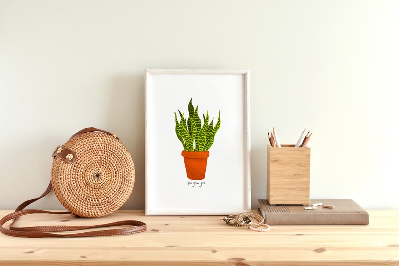 Grow Girl Art Print, House Plant Poster, House Plant Wall Art, Plant Lover gift, Botanical Art Print, Plant Poster, Digital Download Print image 2