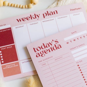 Agenda Notepad Bundle, Weekly Agenda Notepad, Daily To-Do List, Gifts for Coworkers, Schedule Notepad, Work Planner, Organizational Notepads