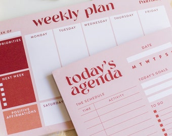 Agenda Notepad Bundle, Weekly Agenda Notepad, Daily To-Do List, Gifts for Coworkers, Schedule Notepad, Work Planner, Organizational Notepads