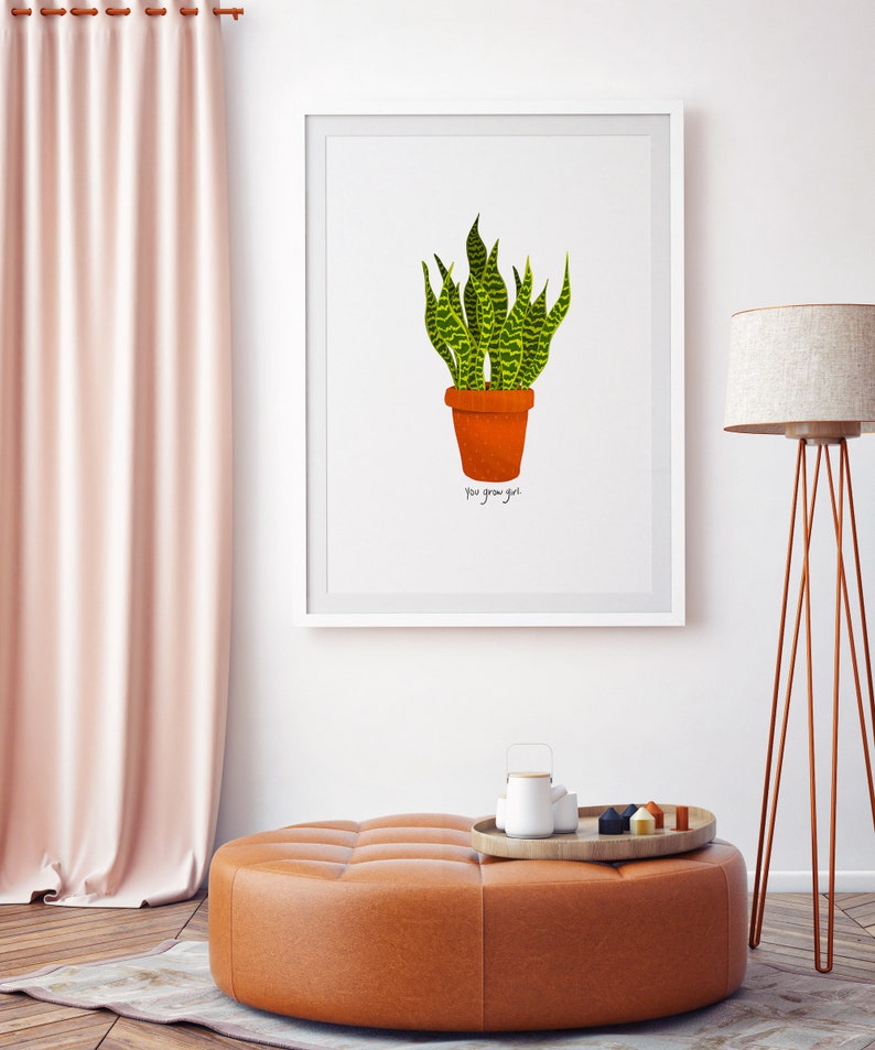 Grow Girl Art Print, House Plant Poster, House Plant Wall Art, Plant Lover gift, Botanical Art Print, Plant Poster, Digital Download Print image 9