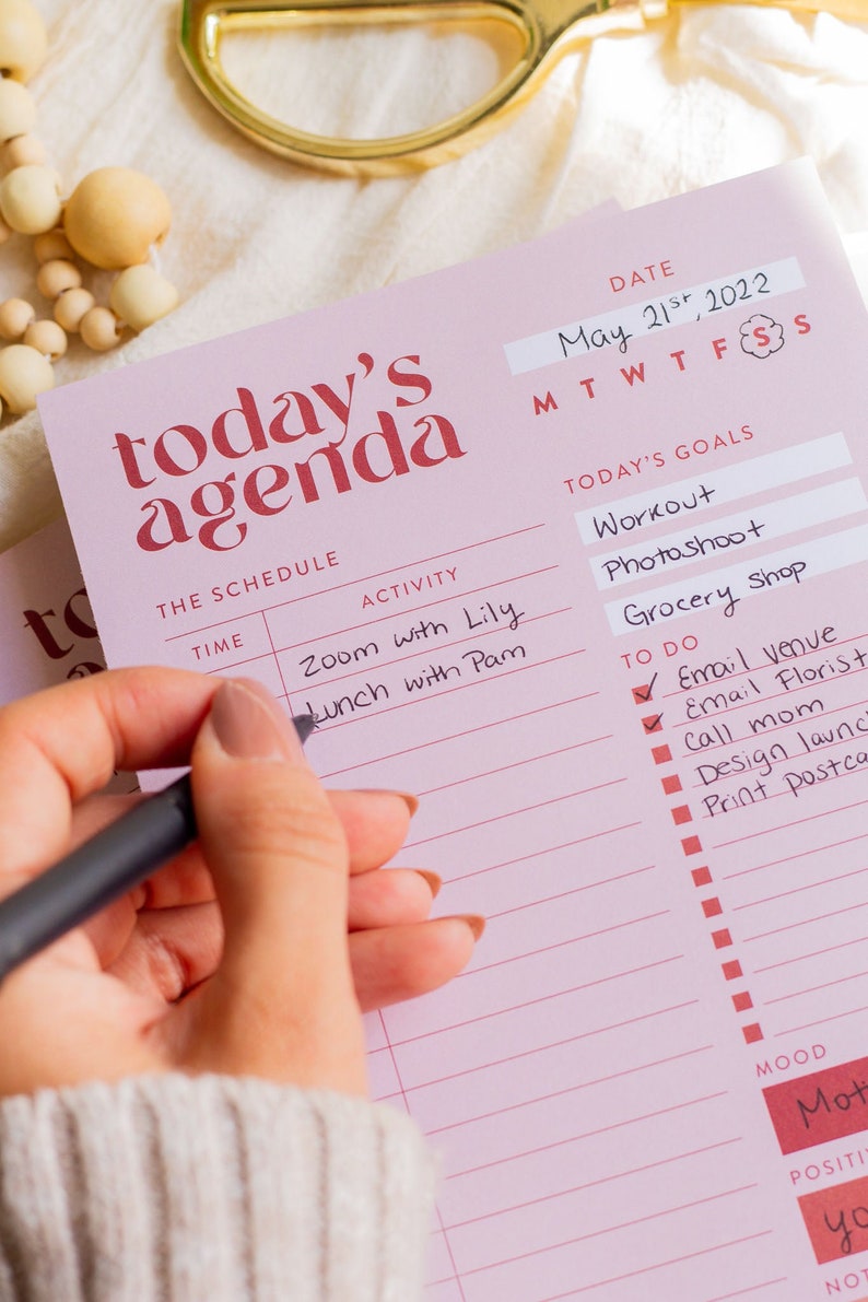 Notizblock für die tägliche Agenda, To-Do Liste, täglicher Planer, Arbeitsplaner, Geschenk für Mitarbeiter, Geschenk für Chef, Schulplaner, täglicher Stundenplan Bild 4