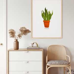 Grow Girl Art Print, House Plant Poster, House Plant Wall Art, Plant Lover gift, Botanical Art Print, Plant Poster, Digital Download Print image 4