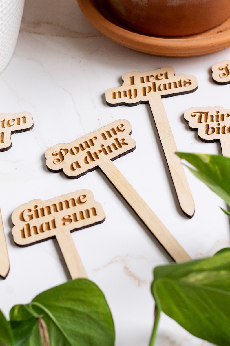 Funny Plant Stakes, Plant Markers, Garden Stakes, Garden Decor, Plant Accessories, Funny Plant Markers, Wooden Plant Stakes, Plant Signs zdjęcie 2