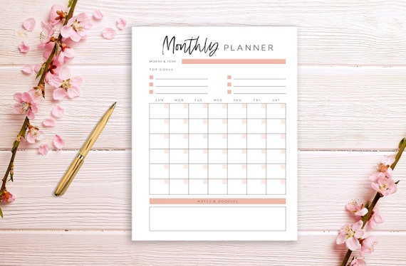 Monthly Planner Printable, Monthly Planner, Productivity Planner, Printable Planner Template, Work Planner, Planner Insert, A4, A5, USLetter