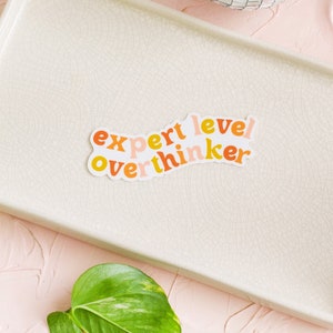 Overthinker Sticker, Quote Sticker, Expert Level Overthinker Sticker, Anxiety Sticker, Mental Health Stickers, Laptop Sticker, Affirmations image 6