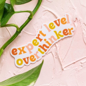 Overthinker Sticker, Quote Sticker, Expert Level Overthinker Sticker, Anxiety Sticker, Mental Health Stickers, Laptop Sticker, Affirmations image 4
