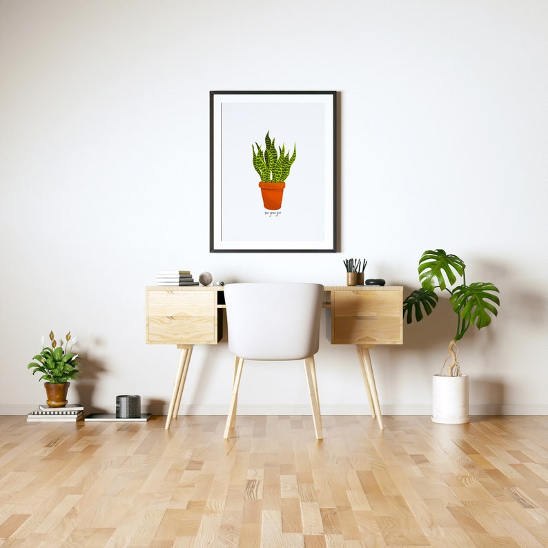 Grow Girl Art Print, House Plant Poster, House Plant Wall Art, Plant Lover gift, Botanical Art Print, Plant Poster, Digital Download Print image 5