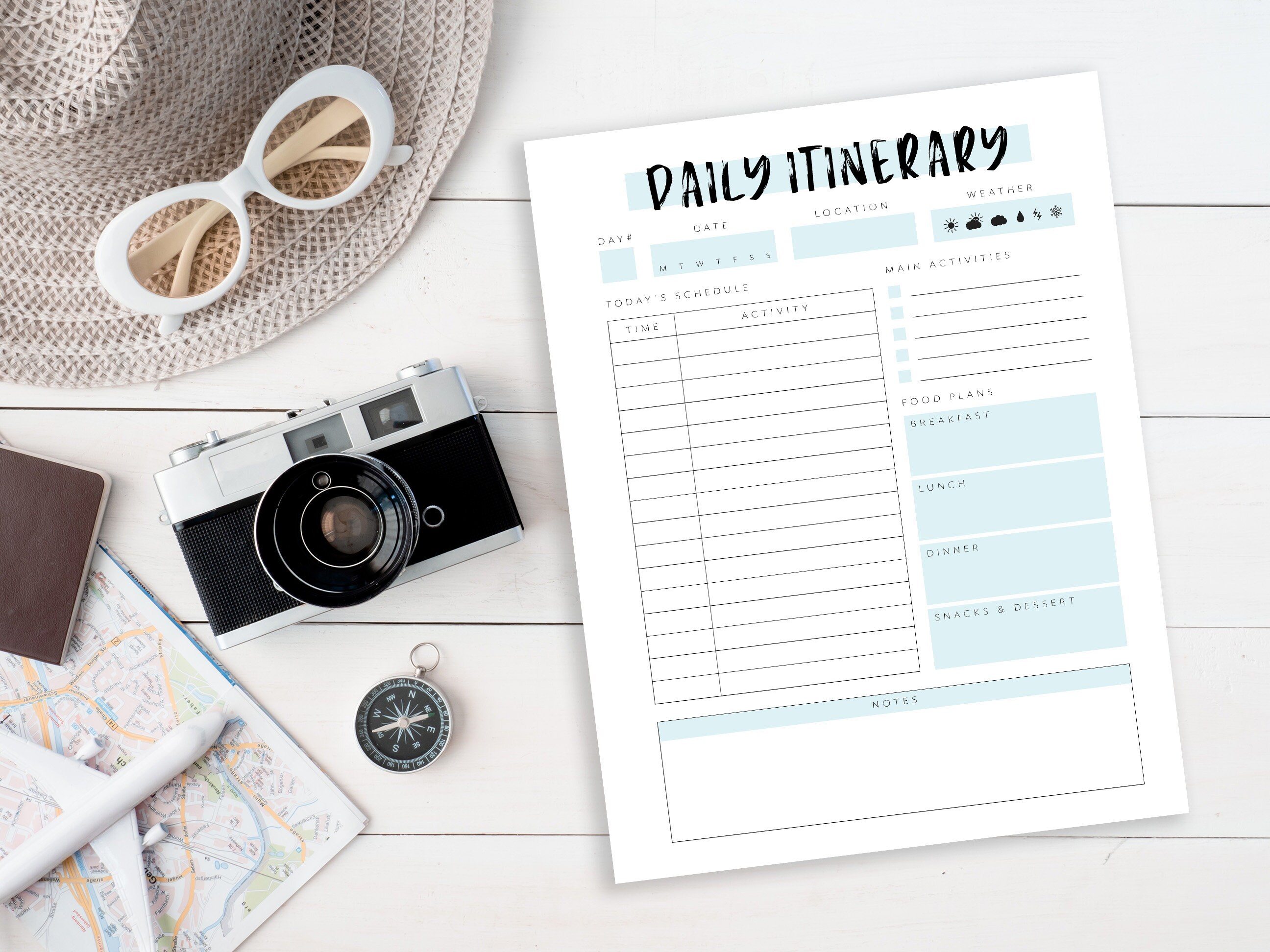 Daily Itinerary Planner Page Daily Travel Itinerary Travel | Etsy