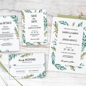 Wedding Invitation Set Template, Downloadable Wedding Invitation, Boho Wedding Invitation, PDF Download, Editable Template