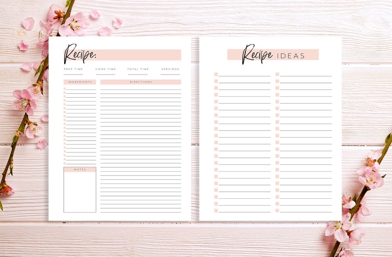 Printable Recipe Page Recipe Card Template Blank Recipe | Etsy