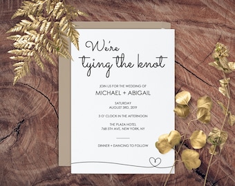 Wedding Invitation Template, Printable Wedding Invitation, Modern Wedding Invitation Template, Editable PDF Invitation, Tying the Knot