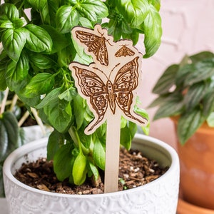 Moths Plant Stake, Plant Markers, Garden Stakes, Garden Decor, Plant Accessories, Wooden Plant Stake, Wood Plant Pick, Plant Decor image 6